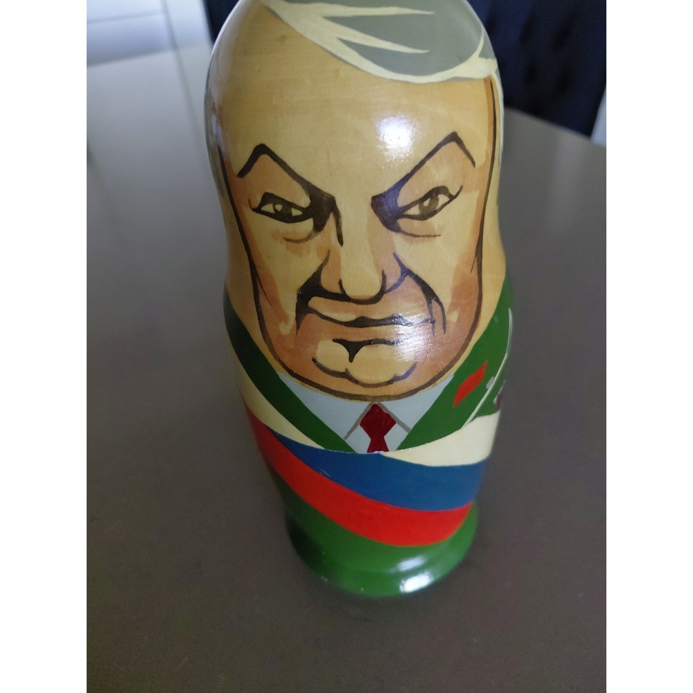 Russian 5 PC Wood Nesting Dolls Soviet USSR Political Leaders Vintage